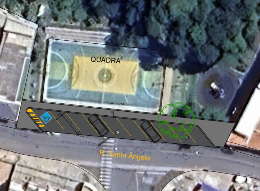 Bolsão de estacionamento da quadra da Rua Santa Ângela  Bairro Colina São José  Louveira